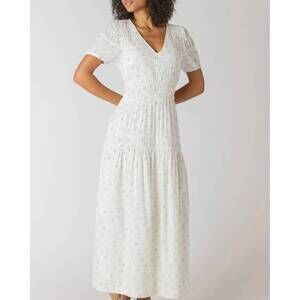 NEW DEX CLOTHING floral charm midi dress in off white